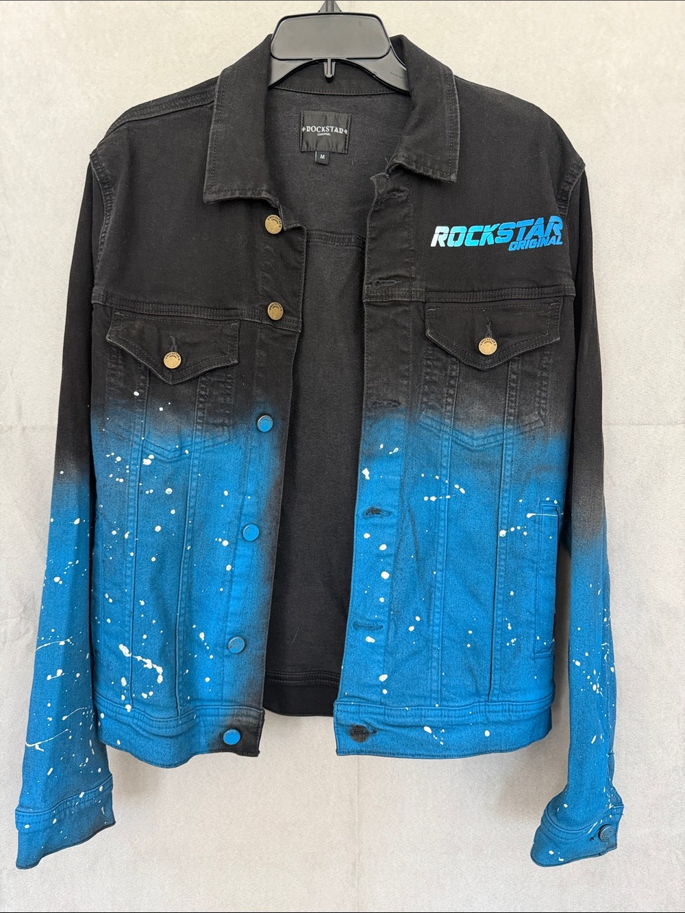 ☄️LIKE NEW!! Rockstar Original Black to Blue Ombre Denim Jacket